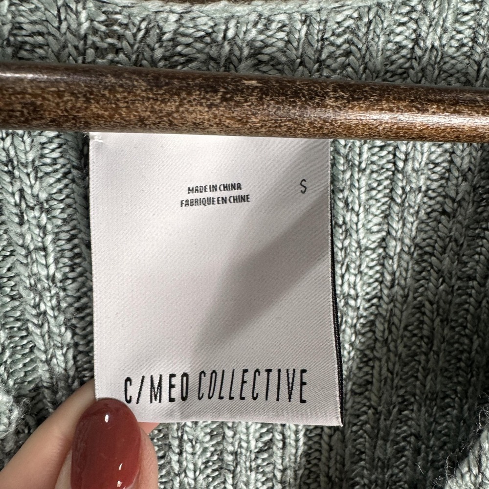 C/MEO Collective‎ Sweater Womens Small Surplice Wrap Ribbed Knit Long Sleeve - Picture 4 of 9